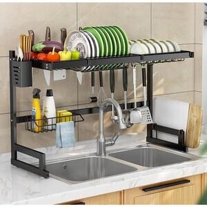 2 Tier Lg Stainless Steel Dish Drainer for Kitchen Storage Counter Organization